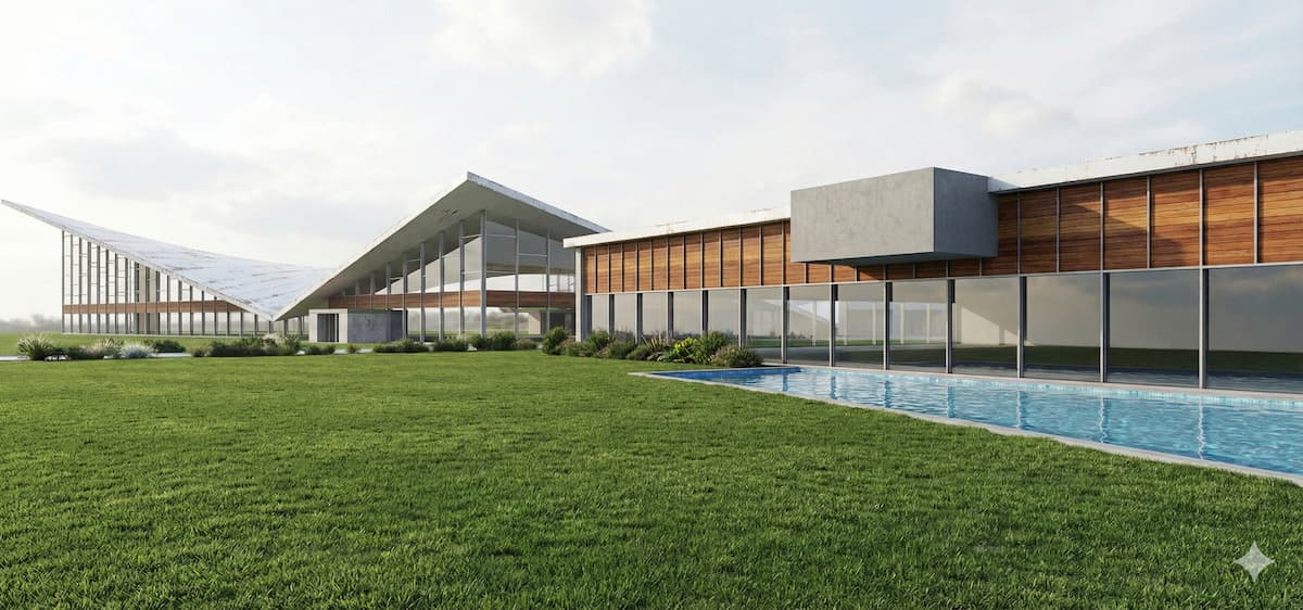 Schwimmbad Sindelfingen– Konzeptmodellierung · Architekturvisualisierung · Komplexe Geometrie