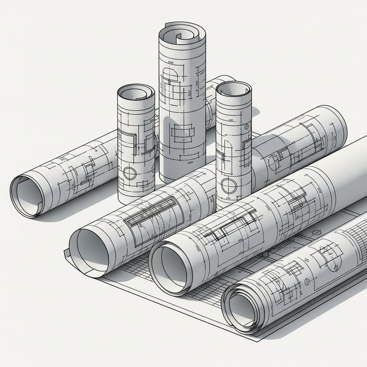 Illustration: gerollte Planrollen