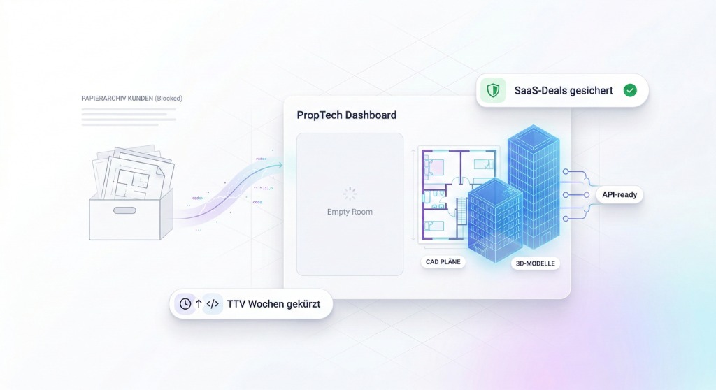 Gebäudepläne für PropTechs digitalisieren: Architekturpläne und 3D-Modelle werden über API in die Software integriert, um die Software mit Daten zu befüllen und Deals zu sichern.
