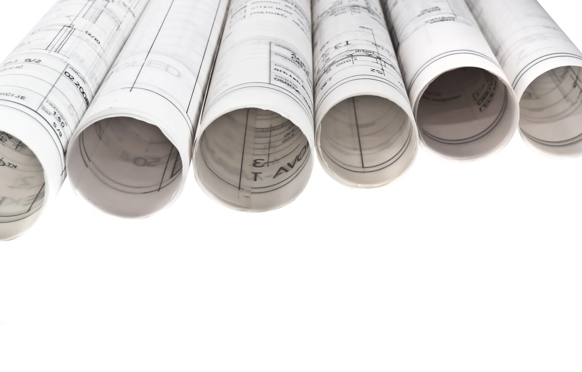Vergleich: eingerollte Papier-Bestandspläne gegenüber maßstäblich rekonstruierter DWG-Vektorzeichnung.